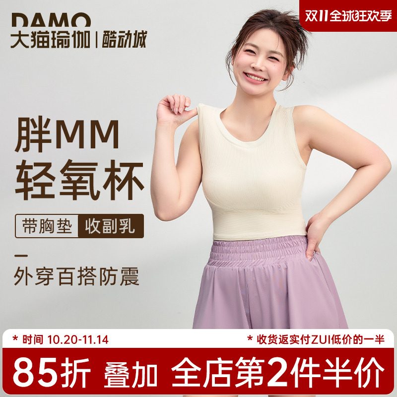 大码运动内衣女高强度防震瑜伽背心胖MM外穿跑步训练健身文胸套装