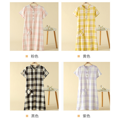 睡裙夏季女款纯棉纱布睡衣裙短袖孕妇哺乳裙妈妈外穿家居服连衣裙