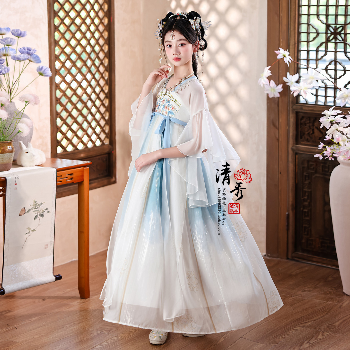 女童汉服超仙薄款夏季国风唐古装图片