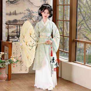 女童宋制汉服春2025新款儿童古装战国袍超仙唐装国风魏晋风演出服