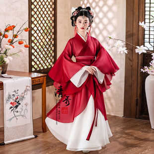 儿童汉服女童2025秋季原创魏晋国风战国袍超仙古装交领唐装演出服