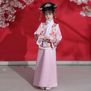 格格服儿童汉服女宝宝清朝宫廷服装中国风女童古装演出服冬装加厚