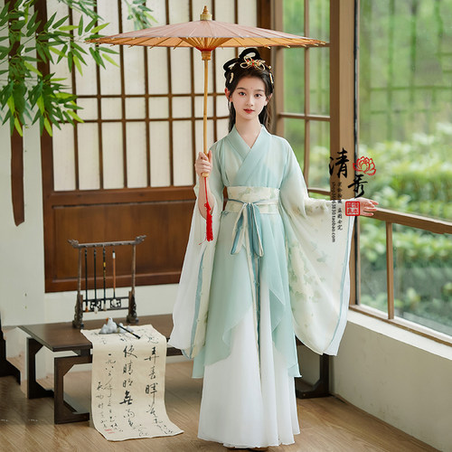 汉服女童春秋2026新款儿童古装超仙战国袍古魏晋风交领唐装演出服