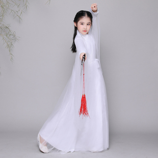古风儿童古装三生三世白浅白娘子飘逸超侠女仙女公主古筝演出汉服
