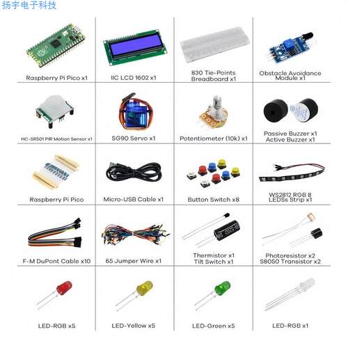 兼容树莓派Raspberry Pi PICO RP2040开发板套件 microPython编程