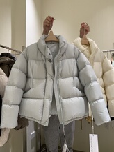 95绒  韩国东大门2025新款羽绒服女短款立领白鸭绒面包服加厚外套