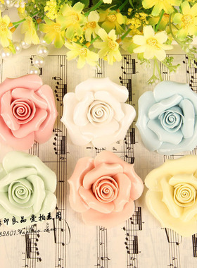 满58包邮 摄影道具摆设拍摄道具陶瓷花 6色akka陶瓷玫瑰花朵摆件