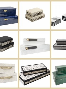 现代简约创意木质烤漆样板房售楼处桌面衣帽间卧室首饰盒装饰盒