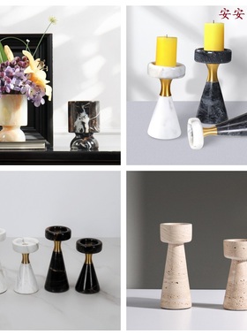 现代简约创意大理石烛台桌面电视柜茶几桌面玄关餐桌软装饰品摆件