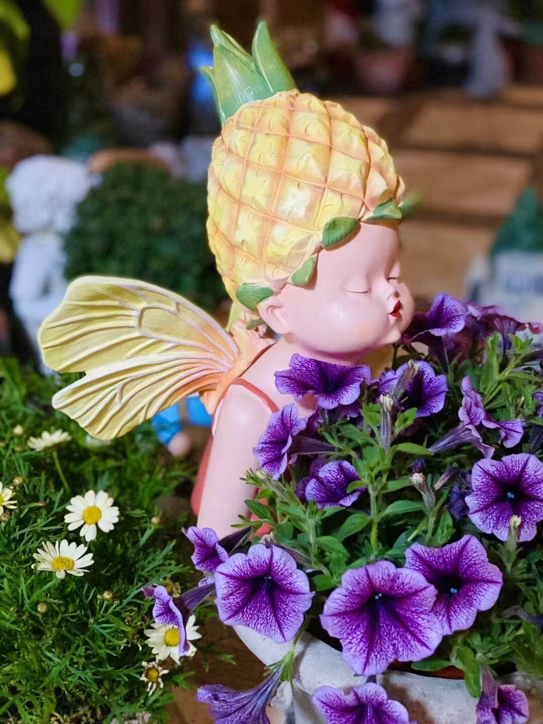 菠萝精灵摆件花园装饰花盆美式乡装饰摆件