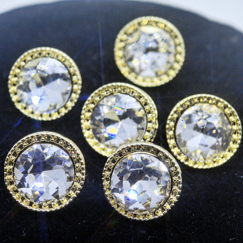 金边11mm小香风镶钻圆形金属衬衣扣针织衫裙子水晶钻石闪亮小扣子