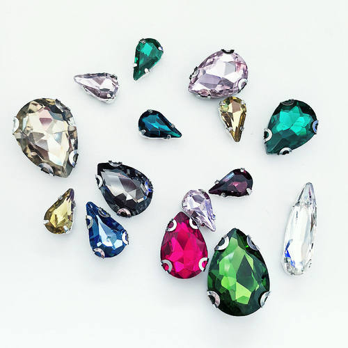 diy玻璃婚纱方形水滴手缝钻