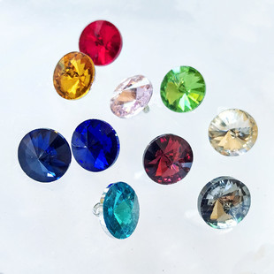 包邮 闪钻扣衬衣羊绒开衫 连衣裙旗袍小扣卫星钻尖顶彩色玻璃水晶扣