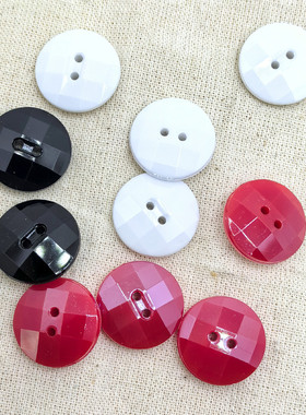 15毫米6颗亚克力双孔针织开衫白黑红色羊绒小扣格纹圆形纽扣包邮