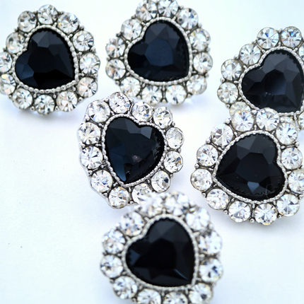 桃心心形钻扣玻璃水晶合金大纽扣可爱公主宫廷汉服舞台服装饰纽扣