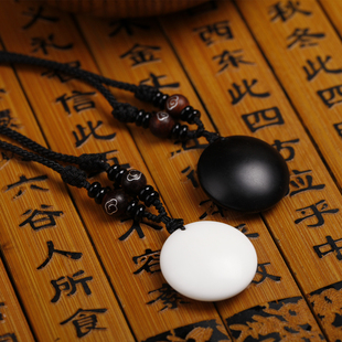 贝壳黑曜石围棋子项链国产蛤碁石情侣吊坠棋文化周边文创纪念包邮
