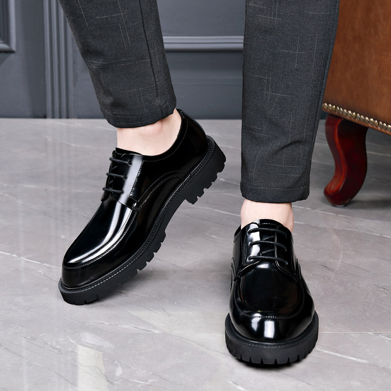 MENS SHOES 2023 NEW AUTUMN AND WINTER LEATHER SHOES MENS BUSINESS FORMAL WEAR BRITISH GENUINE LEATHER PREMIUM BRIGHT LEATHER LACE-UP WEDDING SHOES MEN