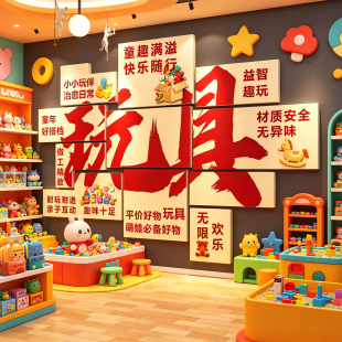 玩具店墙面装饰贴画氛围布置电玩城娃机海报游乐场网红打卡拍照区