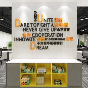 团队励志标语贴办公室墙面装 饰品电商公司企业文化墙背景氛围布置
