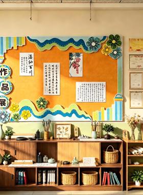 优秀作品展示墙贴教室黑板报