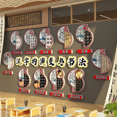 汉字的演变文化书法氛围布置教室墙贴面装饰画环创作品展示古国风