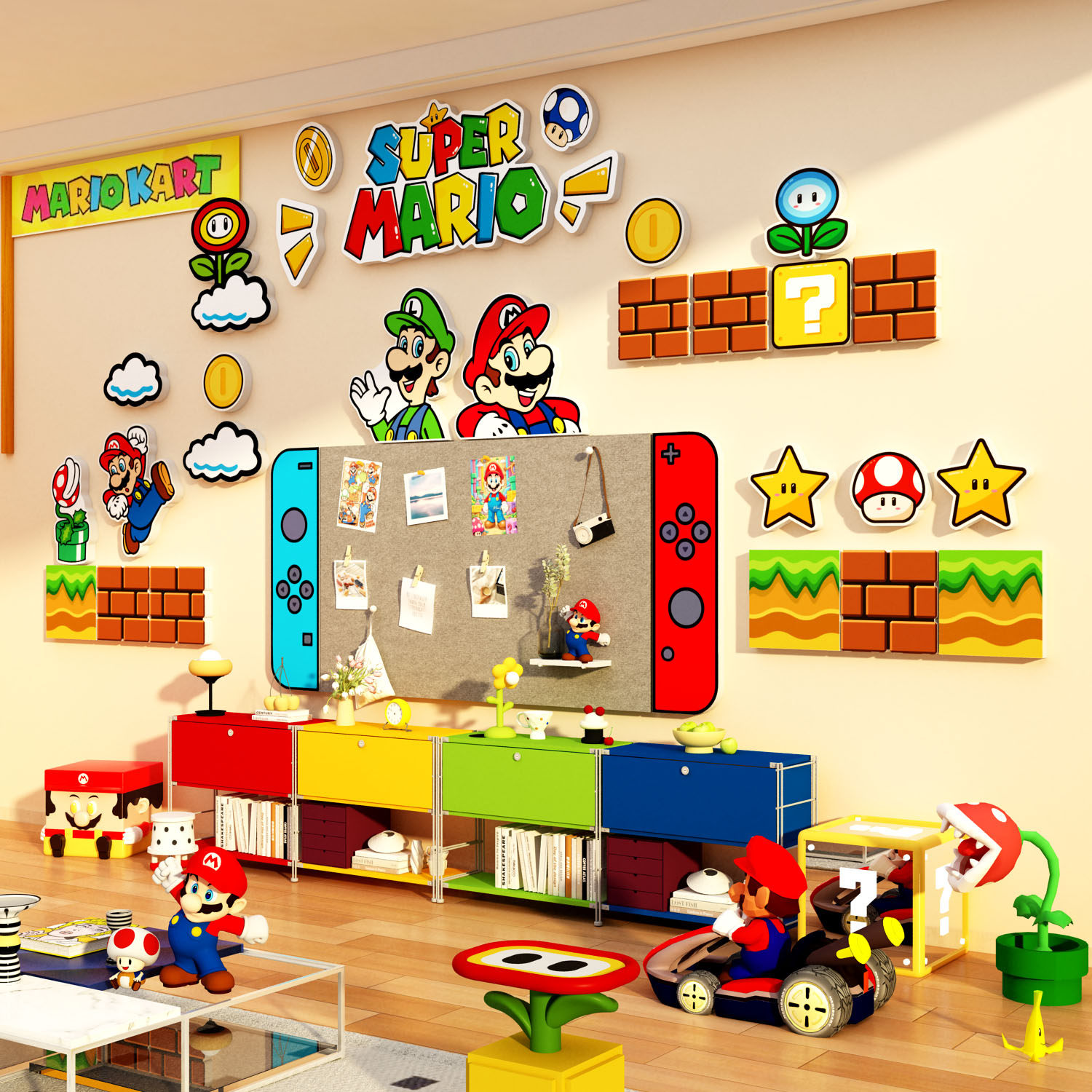 switch游戏机客厅电视背景墙面装饰贴画竞毛毡板照片任天堂马里奥,家居饰品,软装墙贴,淘宝优惠券,粉丝福利购,淘宝优惠卷