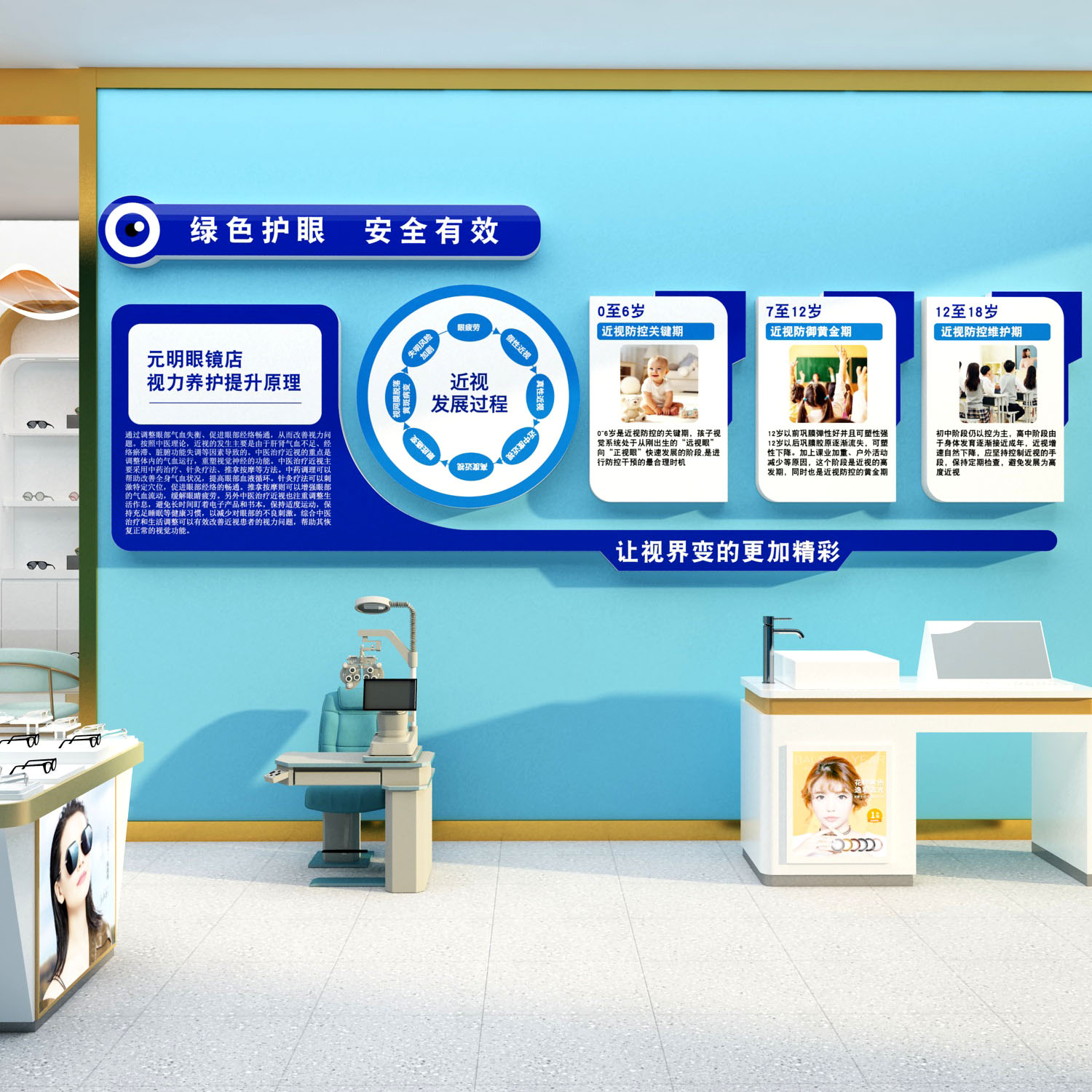 眼镜店墙面装饰挂画文化科普形象验光海报广告视光护中心宣传背景