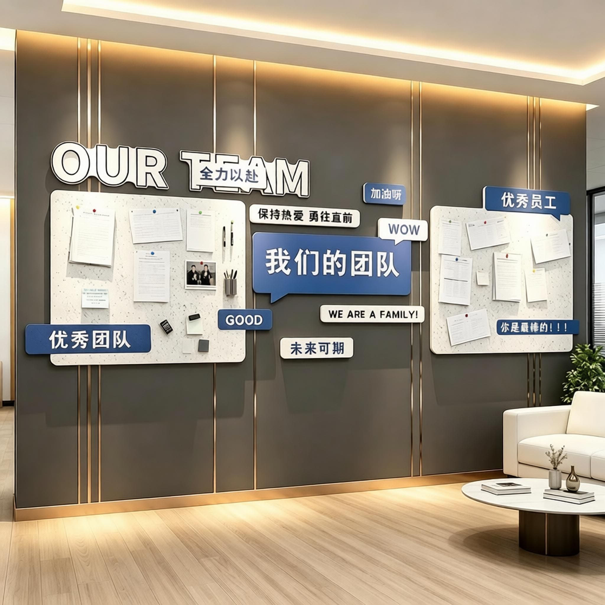 毛毡板贴公告栏墙面装饰照片展示企业文化氛围布置司员工风采创意