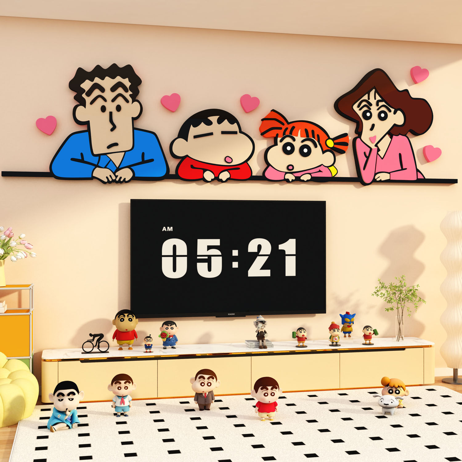 网红蜡笔小新贴纸电视背景墙面装饰玄关卧室床头布置海报改造物件,家居饰品,软装墙贴,淘宝优惠券,粉丝福利购,淘宝优惠卷