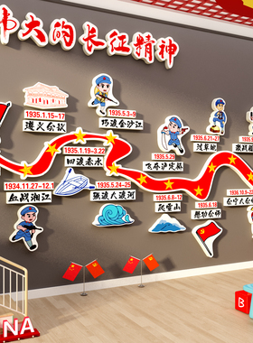 幼儿园红色长征小红军防水墙贴