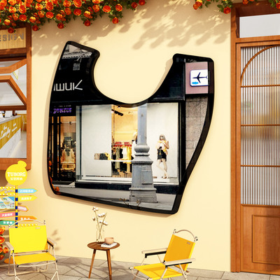 网红打卡涂鸦镜子装饰形象墙服装美容院自拍夸氛围布置甲蛋糕店铺