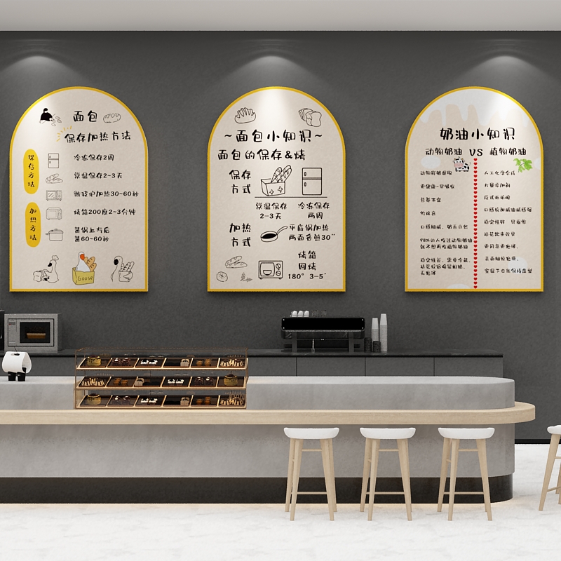蛋糕店墙面装饰挂画烘焙面包甜品创意摆件吧台玻璃门贴纸背景网红图片