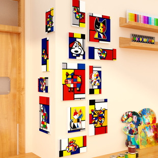 蒙德里安画室氛围场景布置美术教室展幼儿园墙面装饰环创主题成品