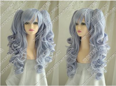 新番cos假发冰蓝色长卷发双马尾 v家初音 妹红 普莉姆拉 原版假发
