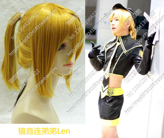 实拍原版cos假发 V家镜音弟弟 Len 镜音连VOCALOID 镜音铃单马尾
