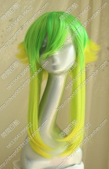 原版 cosplay假发 Vocaloid GUMI山茶花 浅绿渐变 高温丝动漫假发