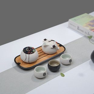 日式茶具小套装家用简约茶叶罐快客一壶二杯女士单人茶盘酒店茶壶