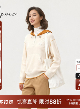 海尔曼斯25冬季新品城市探索轻运动舒适通勤羊毛连帽卫衣24DR4B41