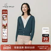 海尔曼斯25早秋新品 羊毛错落撞色假两件高质感通勤针织衫 24096A4R