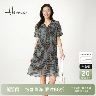 桑蚕丝连衣裙D2635A6Q 慵懒度假法式 海尔曼斯25早秋新品 直筒A字版