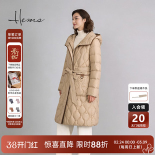 海尔曼斯25冬季新品精英衣橱轻量保暖老钱风鹅绒羽绒服女236H8B82