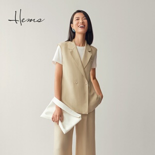 海尔曼斯春夏新品 马甲外套女25612C97 轻盈立体剪裁通勤百搭西装