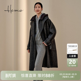 海尔曼斯门店同款 羊毛骆驼毛骆驼绒混纺毛呢可脱卸两件套246Y2B91