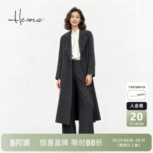 海尔曼斯25秋冬新品 羊绒大衣外套246W2D71 精英衣橱气质高智感长款