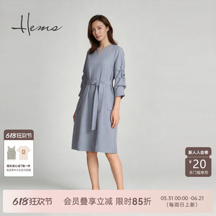 海尔曼斯26夏季新款体制内高智感优雅气质通勤收腰连衣裙20873A5Q