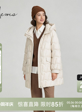海尔曼斯25冬季新品新年云朵泡芙轻量保暖中长款羽绒服女256A6B82