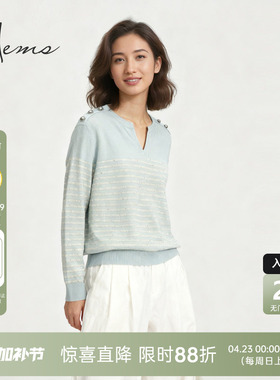 海尔曼斯25秋冬新品法式小香风云感亲肤羊毛V领时髦针织D40A5D9E