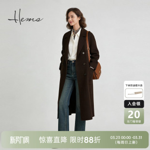 海尔曼斯25冬季 精英衣橱高智感气质羊毛双面呢大衣女226R3B48 新品