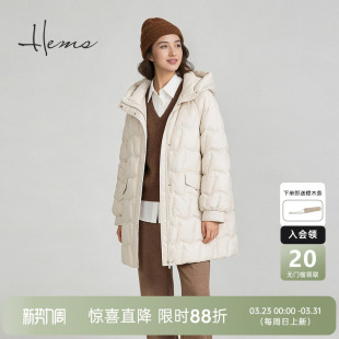 羽绒服女256A6B82 新年云朵泡芙轻量保暖中长款 海尔曼斯25冬季 新品