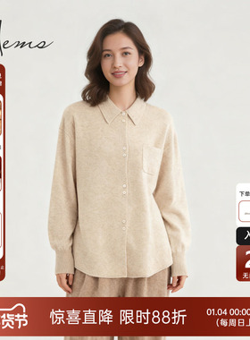 海尔曼斯25秋冬新品都市精英衣橱云感羊毛针织休闲衬衫D4953D4R